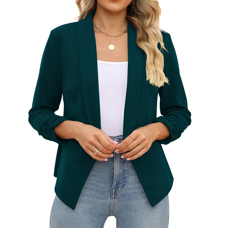POGTMM Tailored Blazer Women Open Front Cardigans for Women Classy Cardigans (Dark Green, L) - Image 3